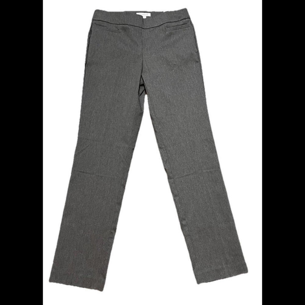 New Liz Claiborne Lisa Charcoal Grey Straight Leg Mid-Rise Slimming Pants Size 6
